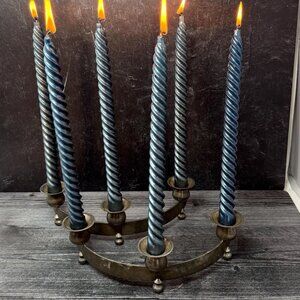 Antique Vintage Pair of Art Deco Silverplate Taper Candlestick Holders 3” H